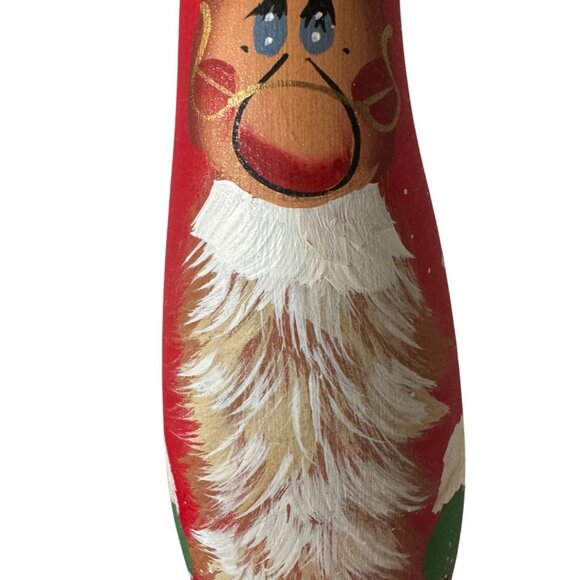 2 Santa Vases Handcrafted Whimsical 8 & 9" Hand Painted - Picture 3 of 6